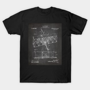 Wright Brothers Machine Patent - Airplane Art - Black Chalkboard T-Shirt